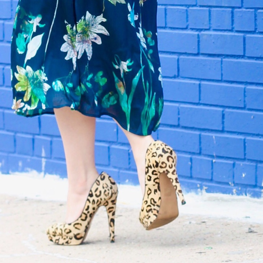 Aldo calf hair leopard heels